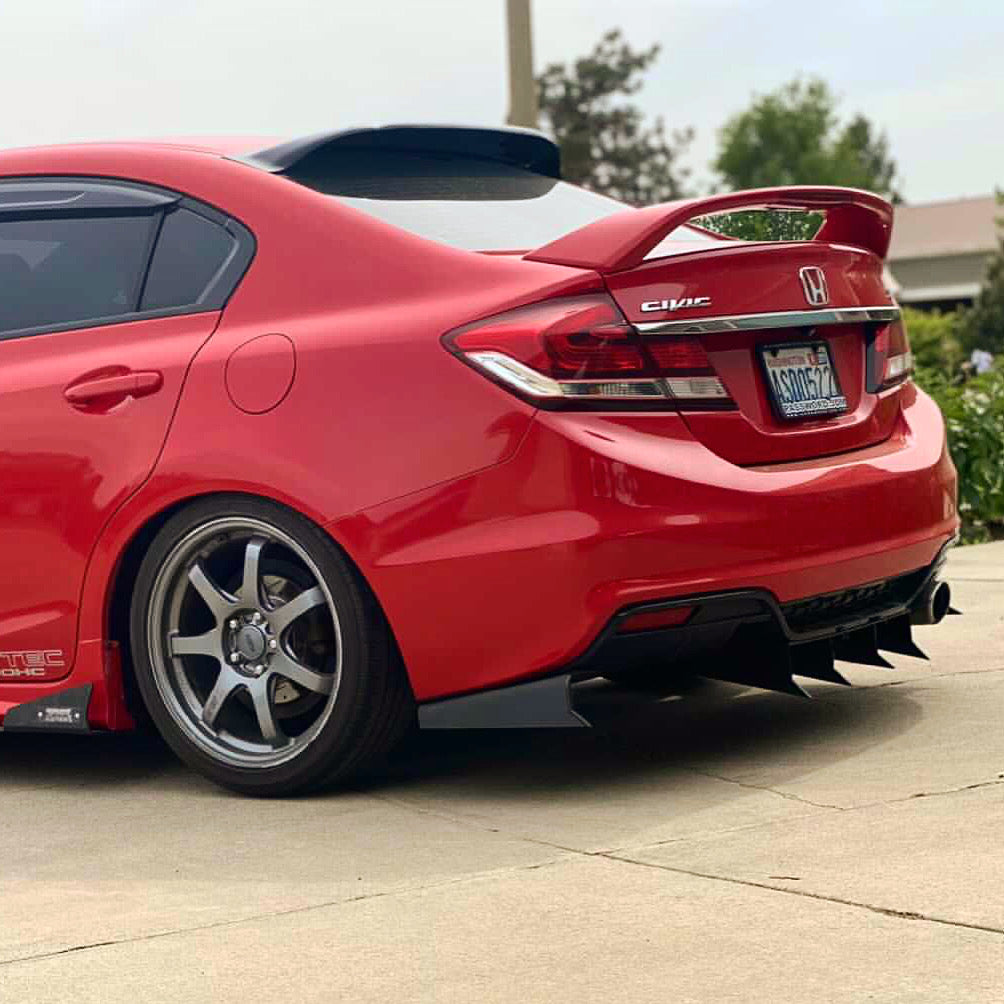 2012-2015 Honda Civic 3 pc Rear "Shark Fin" Diffuser