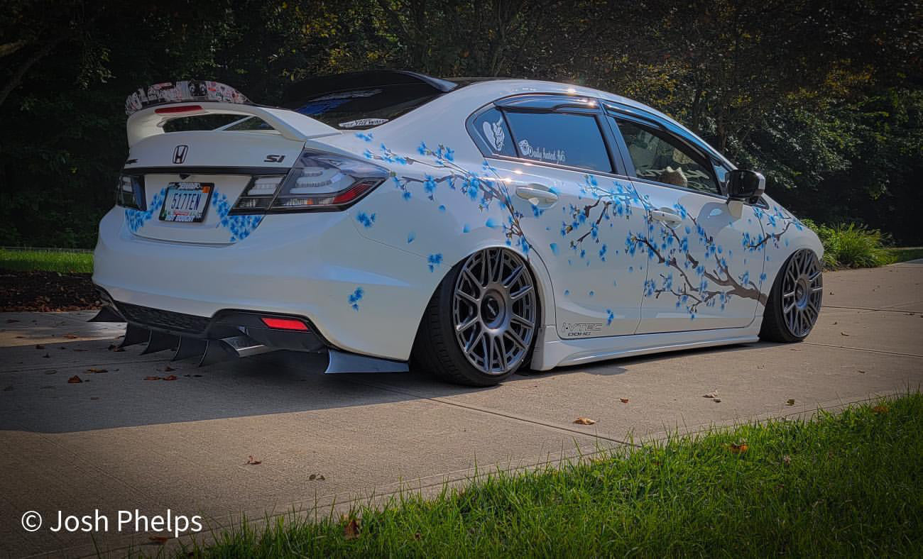 2012-2015 Honda Civic 3pc "Curved Fin" Rear Diffuser