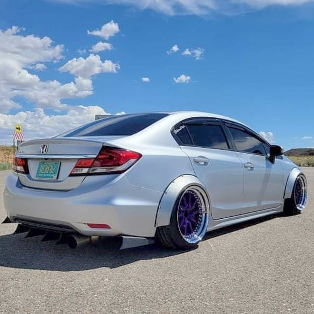 2012-2015 Honda Civic 3pc "Curved Fin" Rear Diffuser