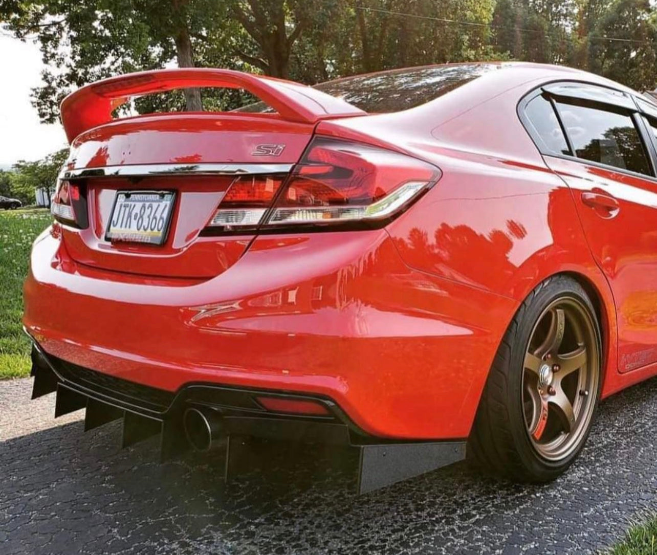 2013-2015 Honda Civic 3pc "Straight Fin" Rear Diffuser