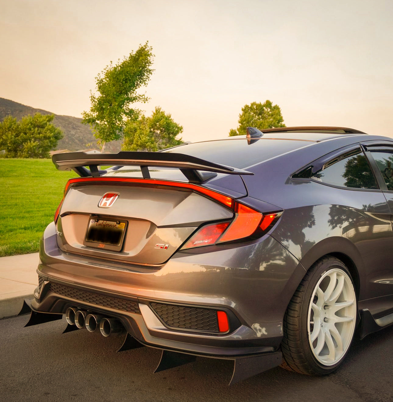 2016-2020 Honda Civic Si Coupe 2pc Curved Ends Rear Diffuser
