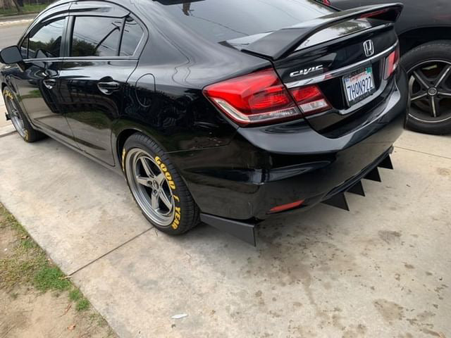 2012-2015 Honda Civic 3pc "Straight Fin" Rear Diffuser